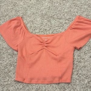 American Eagle cropped coral top- size xs